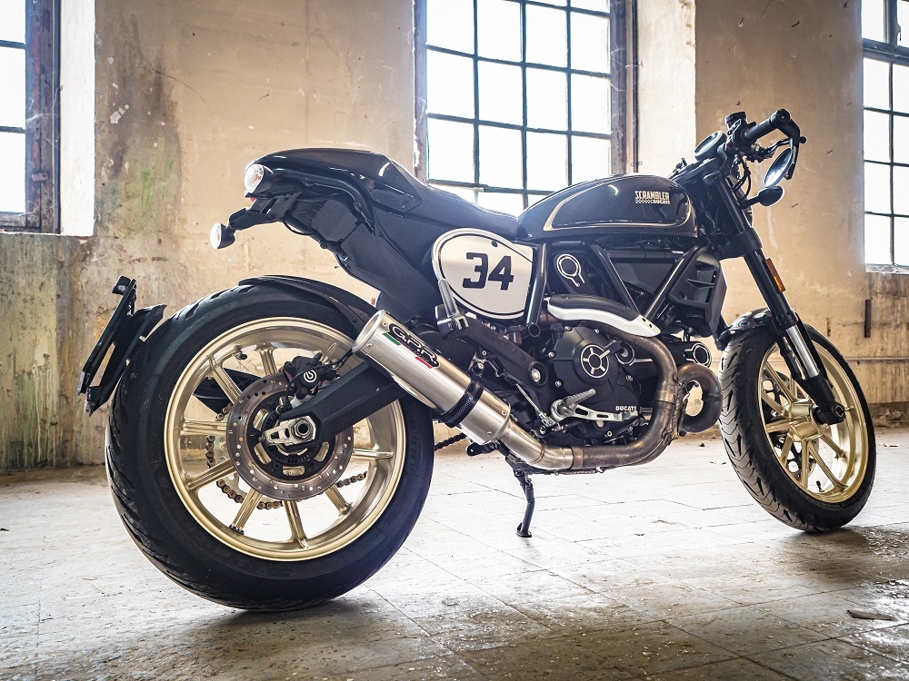 Escape compatible con Ducati Scrambler 800 2015-2016, M3 Inox , Escape legal, homologado, silenciador con db killer desmontable y tubo de conexión específico 