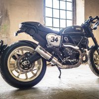 Escape compatible con Ducati Scrambler 800 2015-2016, M3 Inox , Escape legal, homologado, silenciador con db killer desmontable y tubo de conexión específico 