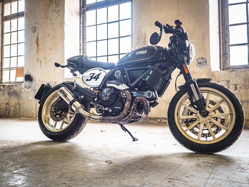 Escape compatible con Ducati Scrambler 800 2015-2016, M3 Inox , Escape legal, homologado, silenciador con db killer desmontable y tubo de conexión específico 