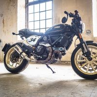 Escape compatible con Ducati Scrambler 800 2015-2016, M3 Inox , Escape legal, homologado, silenciador con db killer desmontable y tubo de conexión específico 
