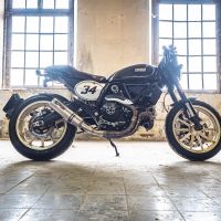 Escape compatible con Ducati Scrambler 800 2015-2016, M3 Titanium Natural, Escape legal, homologado, silenciador con db killer desmontable y tubo de conexión específico 