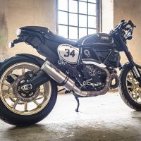 Escape compatible con Ducati Scrambler 800 2015-2016, M3 Titanium Natural, Escape legal, homologado, silenciador con db killer desmontable y tubo de conexión específico 