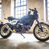 Escape compatible con Ducati Scrambler 800 2015-2016, M3 Titanium Natural, Escape legal, homologado, silenciador con db killer desmontable y tubo de conexión específico 