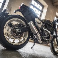 Escape compatible con Ducati Scrambler 800 2015-2016, M3 Titanium Natural, Escape legal, homologado, silenciador con db killer desmontable y tubo de conexión específico 