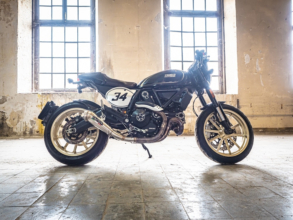 Escape compatible con Ducati Scrambler 800 2017-2020, Powercone Evo, Escape homologaedo, legal para mercados fuera de la UE, incluido tubo de enlace y db killer extraíble 