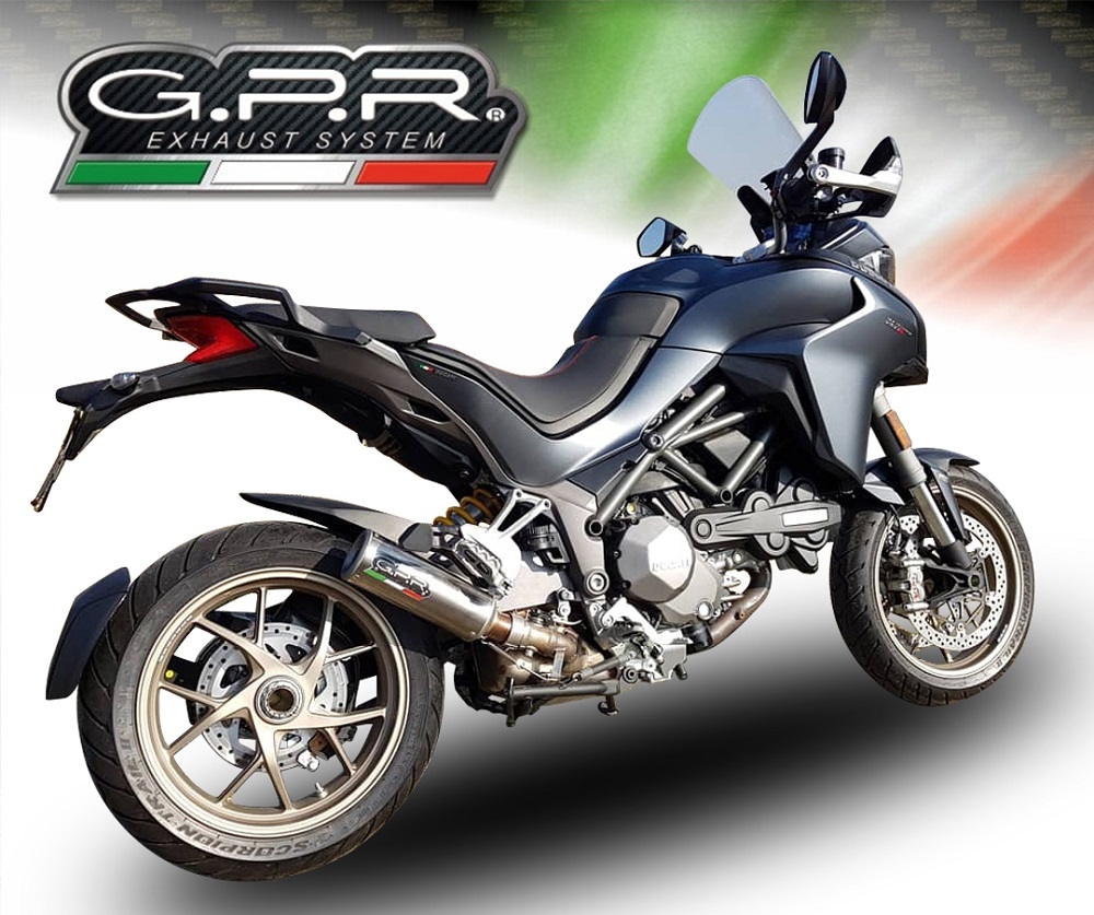 Escape compatible con Ducati Multistrada 1260 2018-2020, M3 Titanium Natural, Escape legal, homologado, silenciador con db killer desmontable y tubo de conexión específico 
