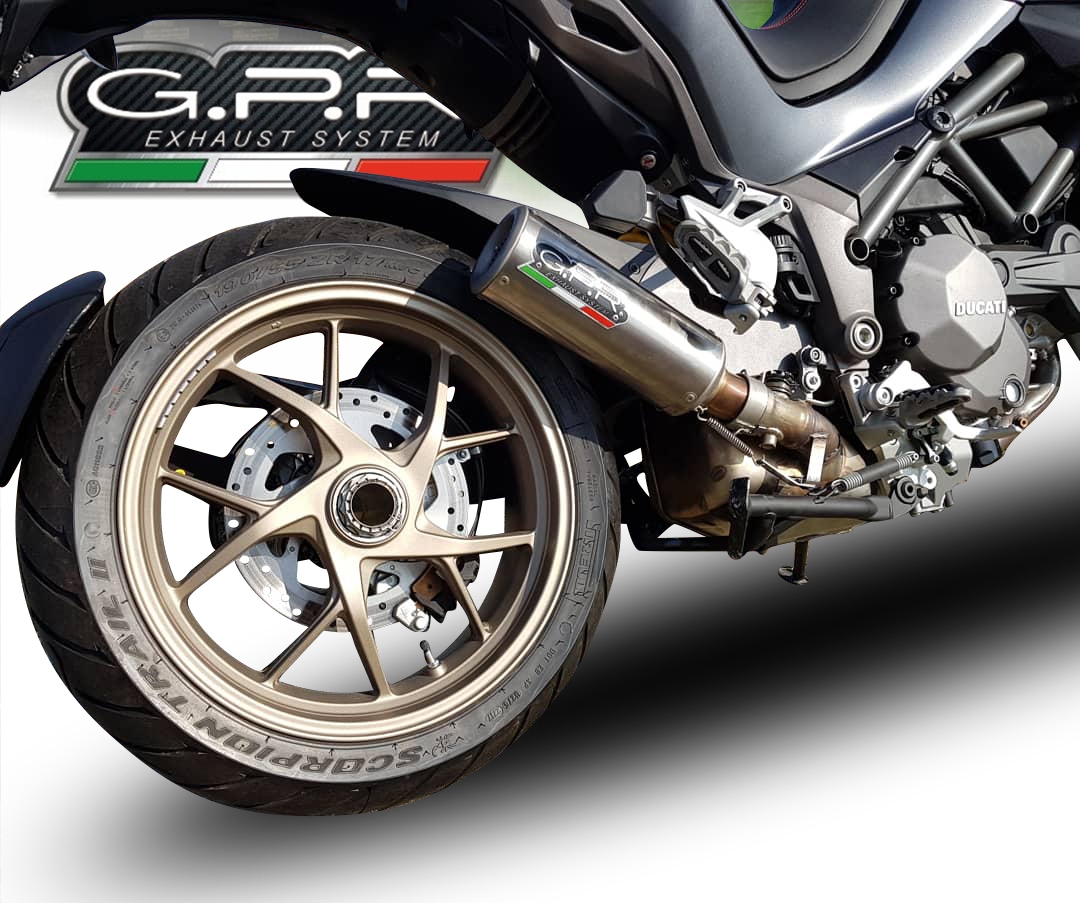 Escape compatible con Ducati Multistrada 1260 2018-2020, M3 Titanium Natural, Escape legal, homologado, silenciador con db killer desmontable y tubo de conexión específico 