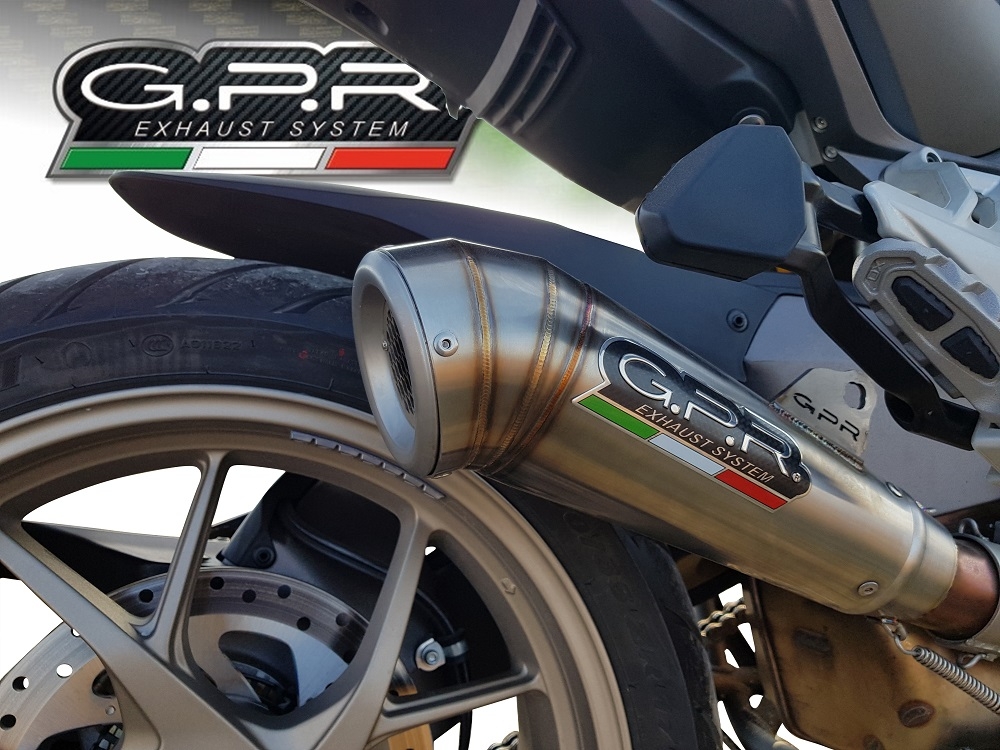 Escape compatible con Ducati Multistrada 1260 2018-2020, Powercone Evo, Escape legal, homologado, silenciador con db killer desmontable y tubo de conexión específico 