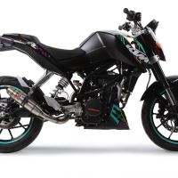 Escape compatible con Ktm Duke 200 2012-2020, Deeptone Inox, Escape legal, homologado, silenciador con db killer desmontable y tubo de conexión específico 