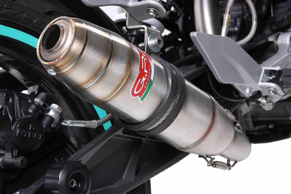 Escape compatible con Ktm Duke 200 2012-2020, Deeptone Inox, Escape legal, homologado, silenciador con db killer desmontable y tubo de conexión específico 