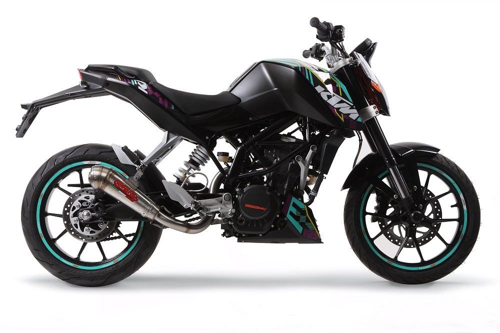 Escape compatible con Ktm Duke 125 2011-2016, Powercone Evo, Escape homologaedo, legal para mercados fuera de la UE, incluido tubo de enlace y db killer extraíble 