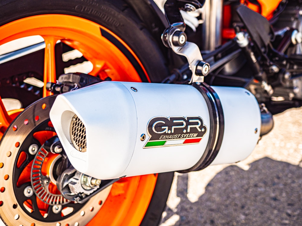 Escape compatible con Ktm Rc 390 2017-2020, Albus Evo4, Escape legal, homologado, silenciador con db killer desmontable y tubo de conexión específico 