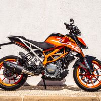 Escape compatible con Ktm Duke 200 2012-2020, Furore Nero, Escape legal, homologado, silenciador con db killer desmontable y tubo de conexión específico 
