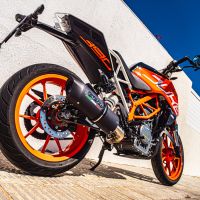 Escape compatible con Ktm Duke 200 2012-2020, Furore Nero, Escape legal, homologado, silenciador con db killer desmontable y tubo de conexión específico 