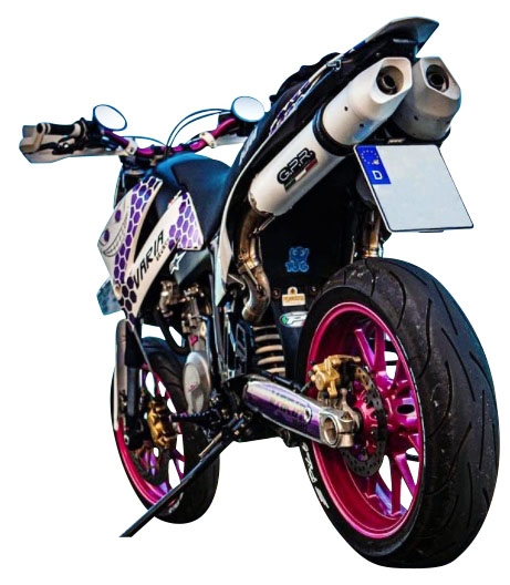 Escape compatible con Ktm Duke II 2000-2006, Albus Ceramic, Par de terminales de escape homologados, con db killer extraíbles y tubos de conexión específicos 