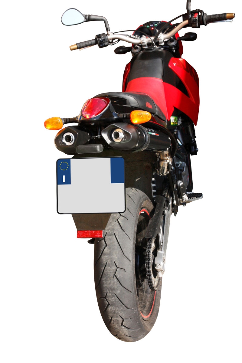 Escape compatible con Ktm Duke II 2000-2006, Furore Nero, Par de terminales de escape homologados, con db killer extraíbles y tubos de conexión específicos 