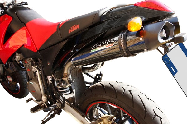 Escape compatible con Ktm Duke II 2000-2006, Furore Nero, Par de terminales de escape homologados, con db killer extraíbles y tubos de conexión específicos 