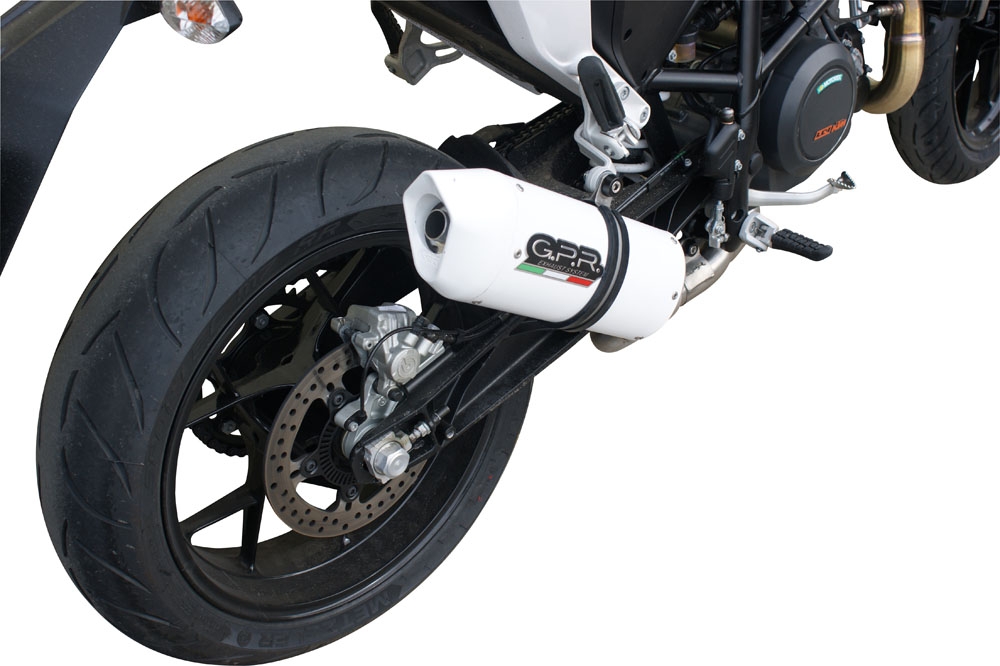 Escape compatible con Ktm Duke 690 2017-2020, Albus Evo4, Escape legal, homologado, silenciador con db killer desmontable y tubo de conexión específico 