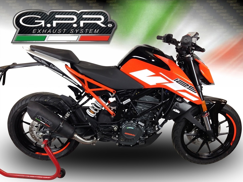 Escape compatible con Ktm Duke 390 2017-2020, GP Evo4 Black Titanium, Escape legal, homologado, silenciador con db killer desmontable y tubo de conexión específico 