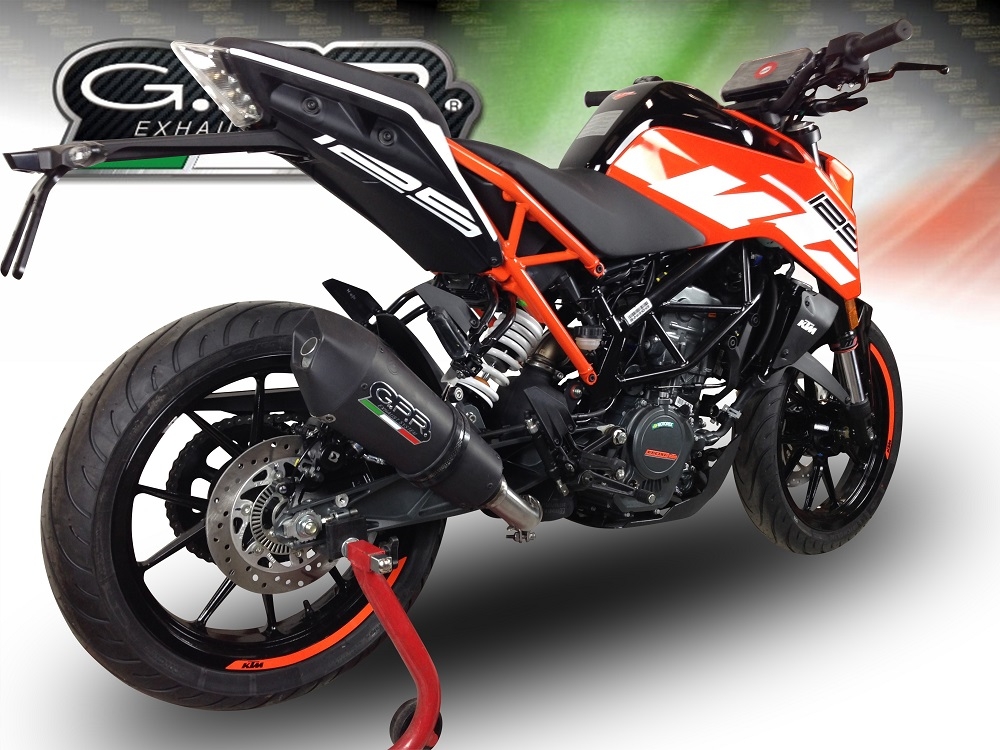 Escape compatible con Ktm Duke 390 2017-2020, GP Evo4 Black Titanium, Escape legal, homologado, silenciador con db killer desmontable y tubo de conexión específico 