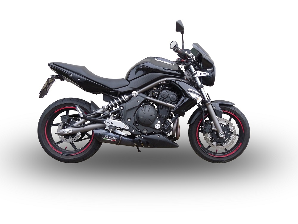 Escape compatible con Kawasaki Er 6 N - F 2006-2011, Gpe Ann. Poppy, Escape legal, homologado, silenciador con db killer desmontable y tubo de conexión específico 