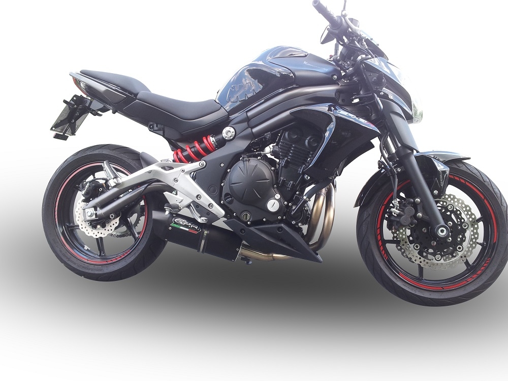 Escape compatible con Kawasaki Er 6 N - F 2012-2016, Furore Nero, Escape completo homologado y legal, incluido db killer extraíble 
