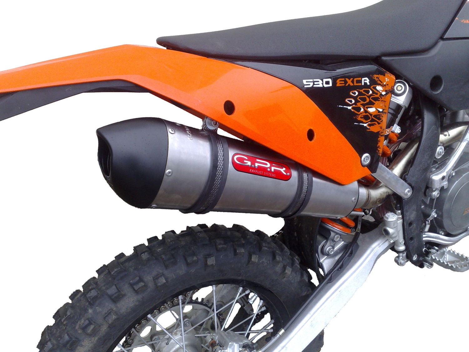 Escape compatible con Ktm EXCR 530 2007-2011, Gpe Ann. titanium, Escape legal, homologado, silenciador con db killer desmontable y tubo de conexión específico 