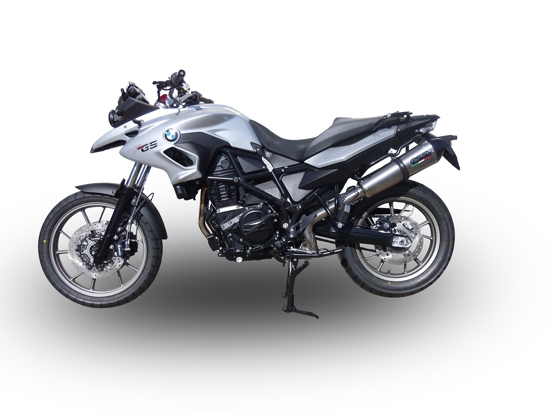 Escape compatible con Bmw F 700 Gs 2011-2015, Gpe Ann. titanium, Escape legal, homologado, silenciador con db killer desmontable y tubo de conexión específico 