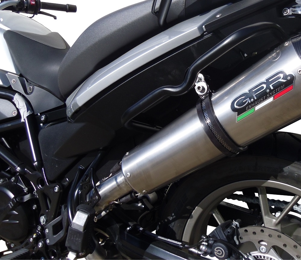 Escape compatible con Bmw F 700 Gs 2011-2015, Gpe Ann. titanium, Escape legal, homologado, silenciador con db killer desmontable y tubo de conexión específico 