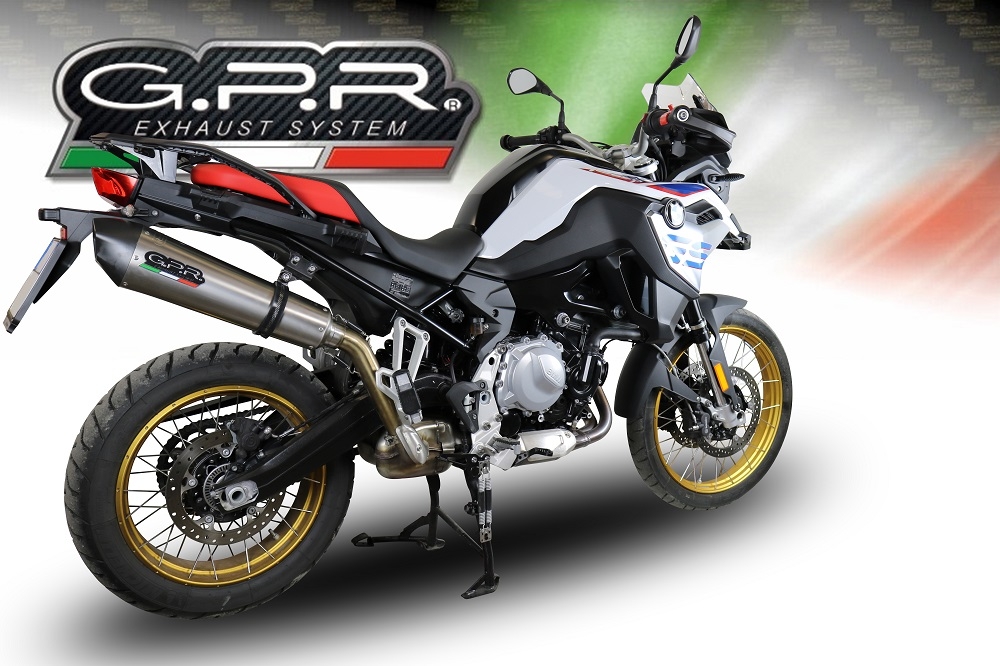 Escape compatible con Bmw F 850 Gs -Adventure 2018-2020, GP Evo4 Titanium, Escape legal, homologado, silenciador con db killer desmontable y tubo de conexión específico 