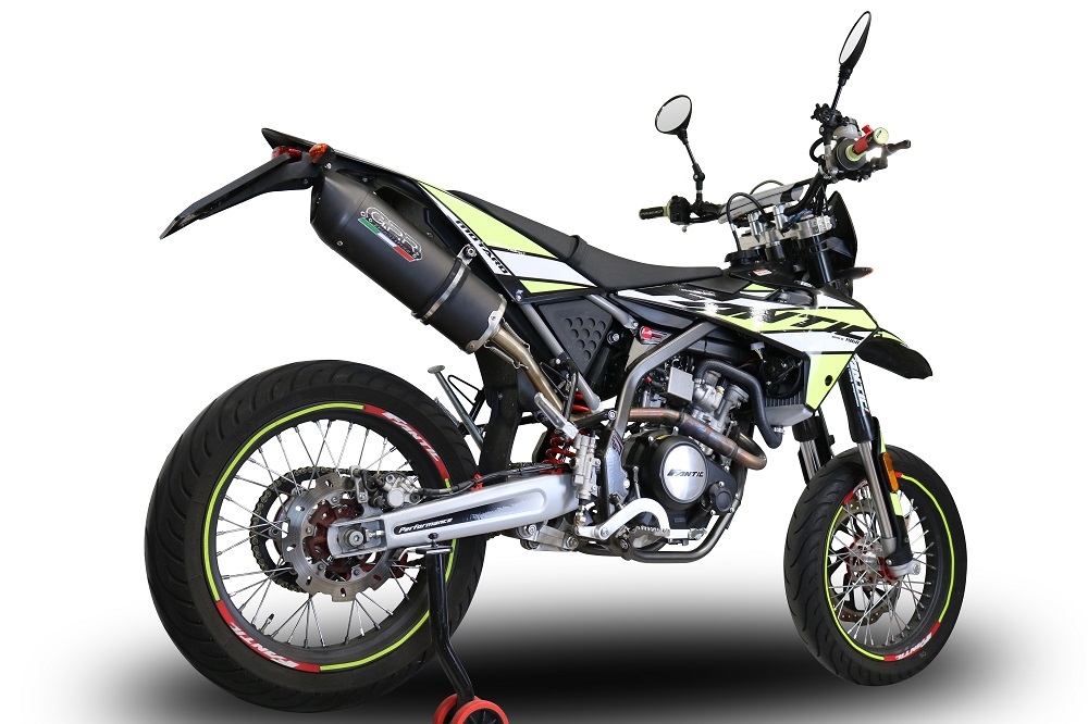 Escape compatible con Fantic Motor 125 M Performance 2019-2020, Furore Nero, Escape legal, homologado, silenciador con db killer desmontable y tubo de conexión específico 