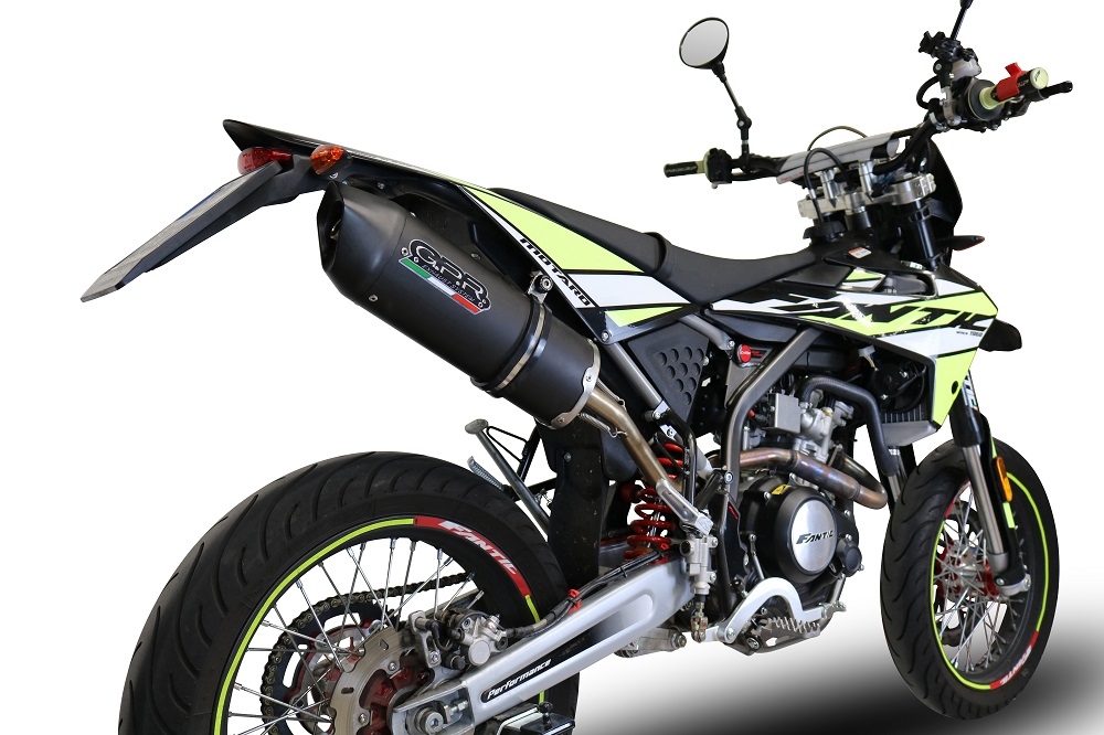 Escape compatible con Fantic Motor 125 M Performance 2019-2020, Furore Nero, Escape legal, homologado, silenciador con db killer desmontable y tubo de conexión específico 