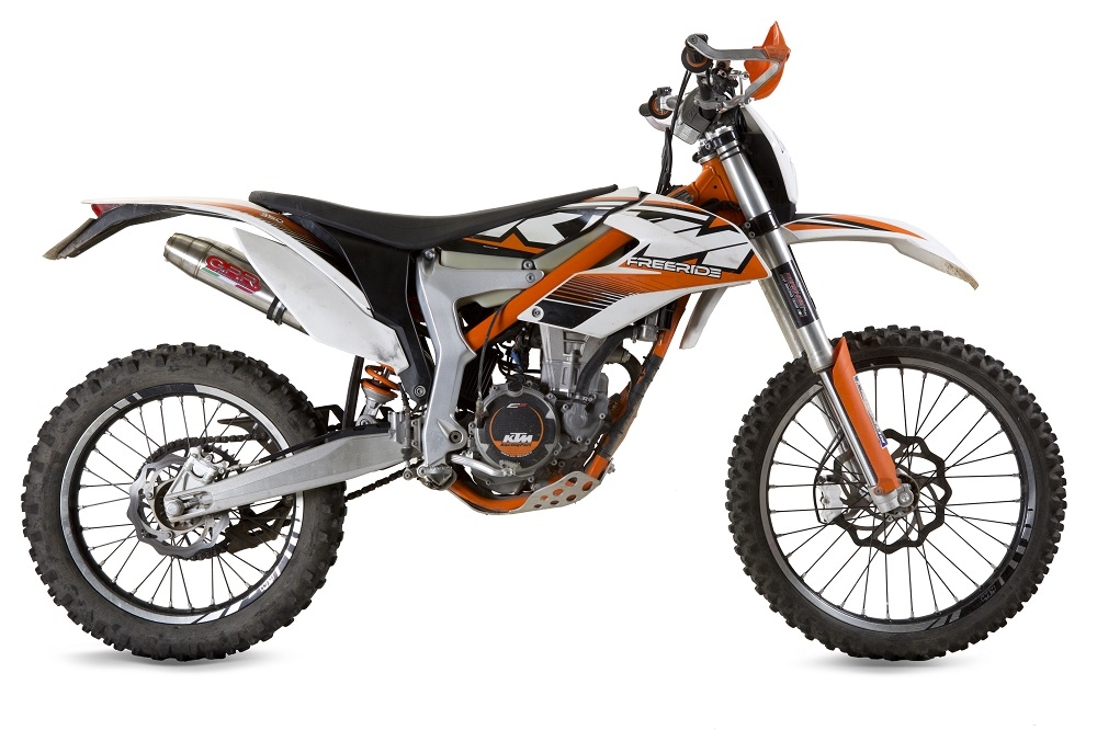 Escape compatible con Ktm Freeride 350 4T 2012-2017, Deeptone Inox, Par de terminales de escape homologados, con db killer extraíbles y tubos de conexión específicos 