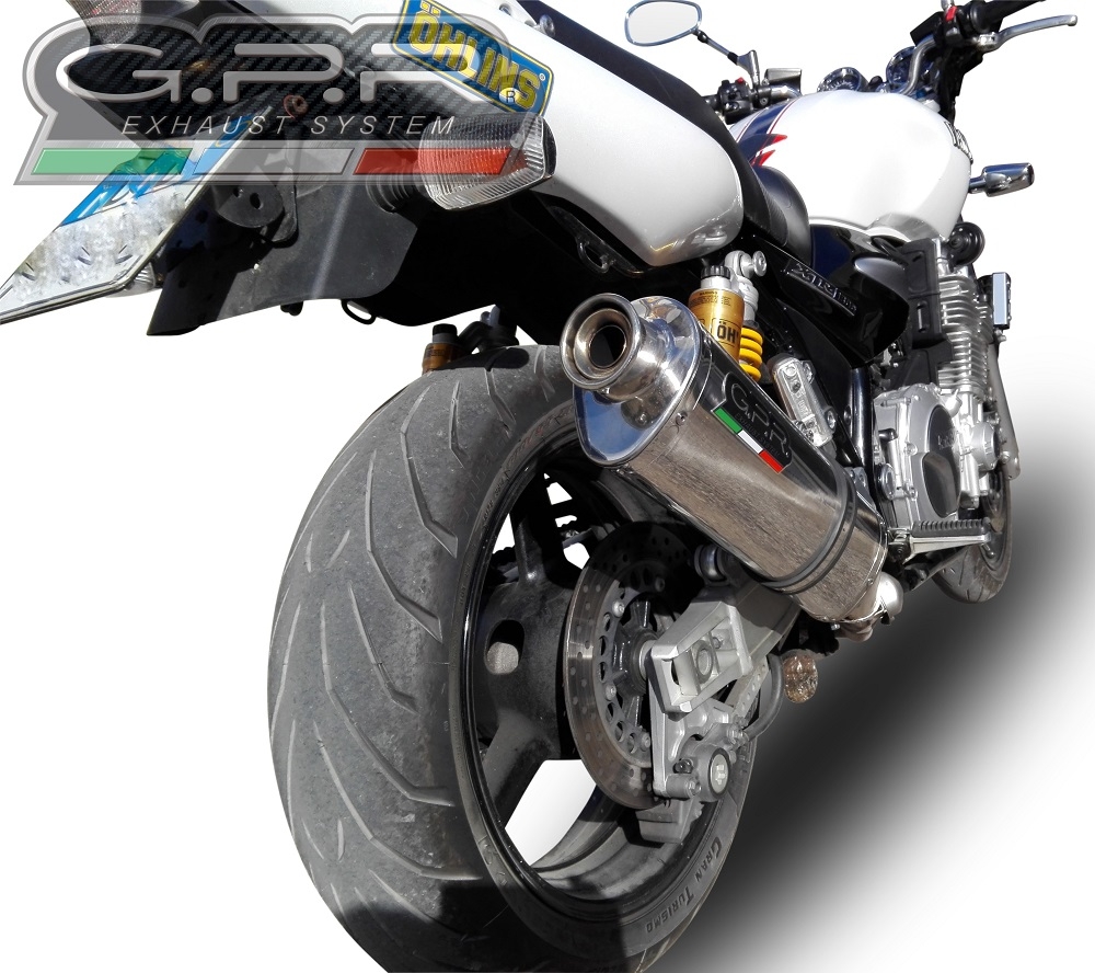 Escape compatible con Yamaha Xjr 1300 2007-2017, Trioval, Escape legal, homologado, silenciador con db killer desmontable y tubo de conexión específico 