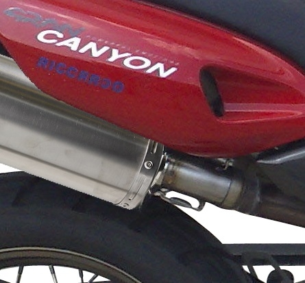 Escape compatible con Cagiva Navigator 1000 2000-2005, Trioval, Par de terminales de escape homologados, con db killer extraíbles y tubos de conexión específicos 