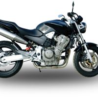 Escape compatible con Honda Hornet 900 - Cb 900 F 2002-2005, Trioval, Par de terminales de escape homologados, con db killer extraíbles y tubos de conexión específicos 