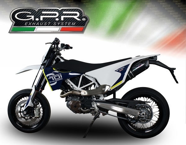 Escape compatible con Husqvarna Enduro 701 USA Market only 2021-2024, Furore Evo4 Nero, Escape homologaedo, legal para mercados fuera de la UE, incluido tubo de enlace y db killer extraíble 