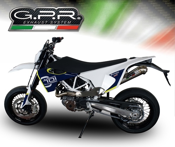 Escape compatible con Husqvarna Supermoto 701 2015-2016, Powercone Evo, Escape legal, homologado, silenciador con db killer desmontable y tubo de conexión específico 