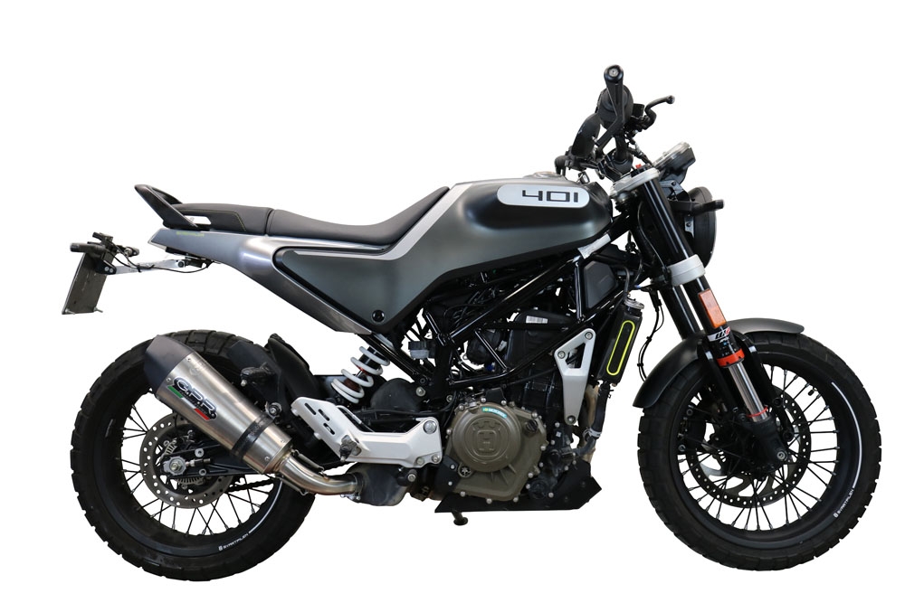 Escape compatible con Husqvarna Vitpilen 401 2021-2023, GP Evo4 Titanium, Escape legal, homologado, silenciador con db killer desmontable y tubo de conexión específico 