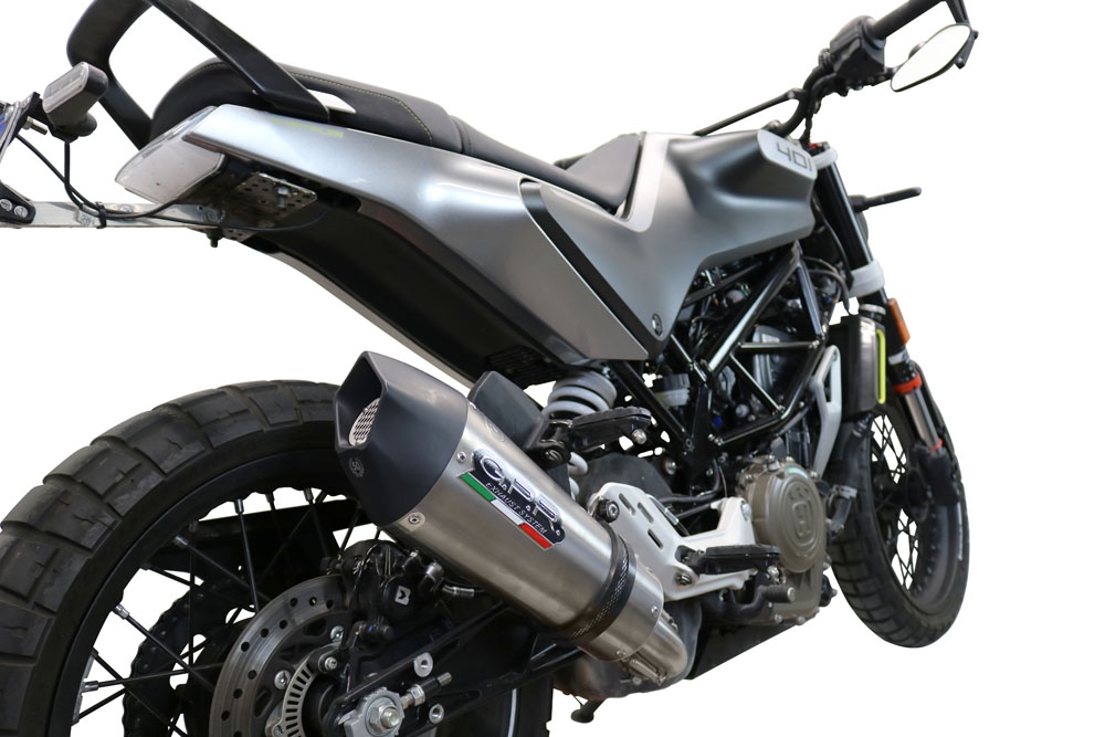 Escape compatible con Husqvarna Vitpilen 401 2021-2023, GP Evo4 Titanium, Escape legal, homologado, silenciador con db killer desmontable y tubo de conexión específico 