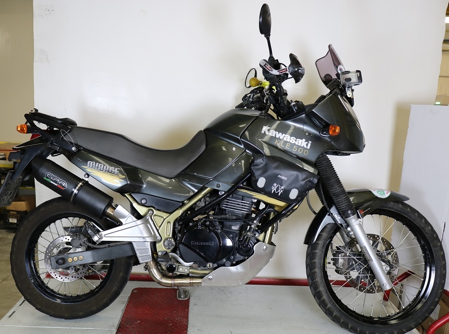 Escape compatible con Kawasaki Kle 500 1991-2007, Decatalizzatore, Tubo supresor de catalizador 