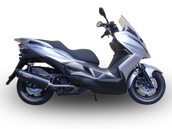 Escape compatible con Hyosung Comet 650 Gt - R 2004-2016, Furore Nero, Silenciador de escape, homologado, montaje con brida específica (bolt-on), con db killer extraíble 