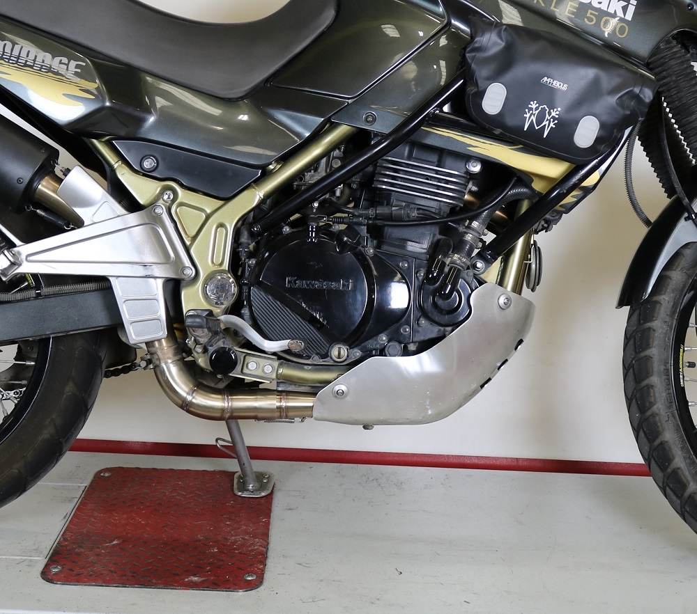 Escape compatible con Kawasaki Kle 500 1991-2007, Decatalizzatore, Tubo supresor de catalizador 