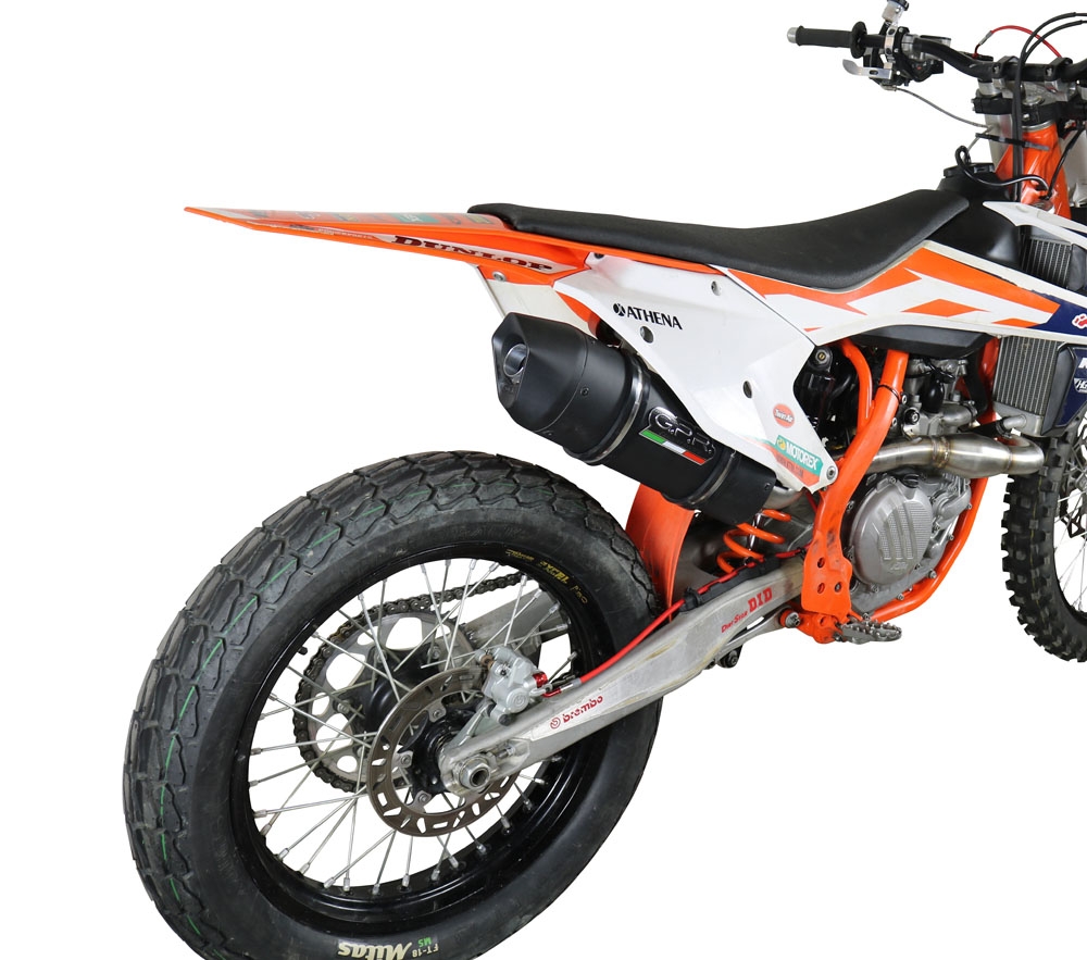 Escape compatible con Ktm SX-F 450 2016-2018, Furore Nero, Escape completo racing, incluyendo colector y db killer desmontable, sin homologación 
