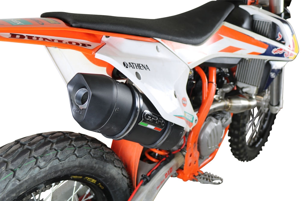 Escape compatible con Ktm SX-F 450 2016-2018, Furore Nero, Escape completo racing, incluyendo colector y db killer desmontable, sin homologación 