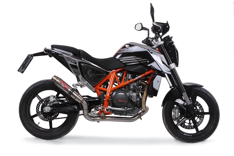 Escape compatible con Ktm Duke 690 2017-2020, Deeptone Inox, Escape legal, homologado, silenciador con db killer desmontable y tubo de conexión específico 