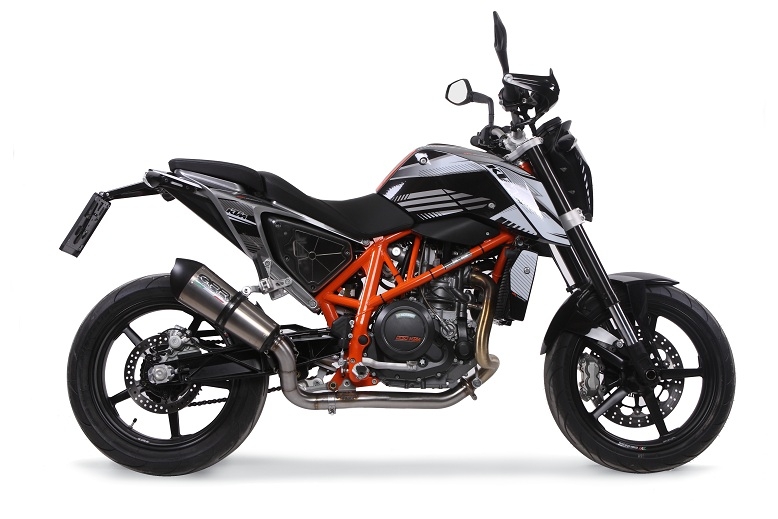 Escape compatible con Ktm Duke 690 2012-2016, GP Evo4 Titanium, Escape legal, homologado, silenciador con db killer desmontable y tubo de conexión específico 