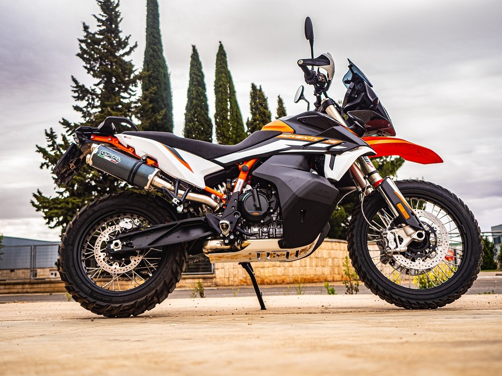 Escape compatible con Ktm SMT 890 2023-2024, Dual Poppy, Escape legal, homologado, silenciador con db killer desmontable y tubo de conexión específico 