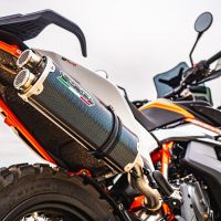Escape compatible con Ktm SMT 890 2023-2024, Dual Poppy, Escape legal, homologado, silenciador con db killer desmontable y tubo de conexión específico 