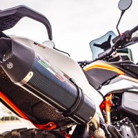 Escape compatible con Husqvarna Norden 901 2022-2024, GP Evo4 Poppy, Escape legal, homologado, silenciador con db killer desmontable y tubo de conexión específico 